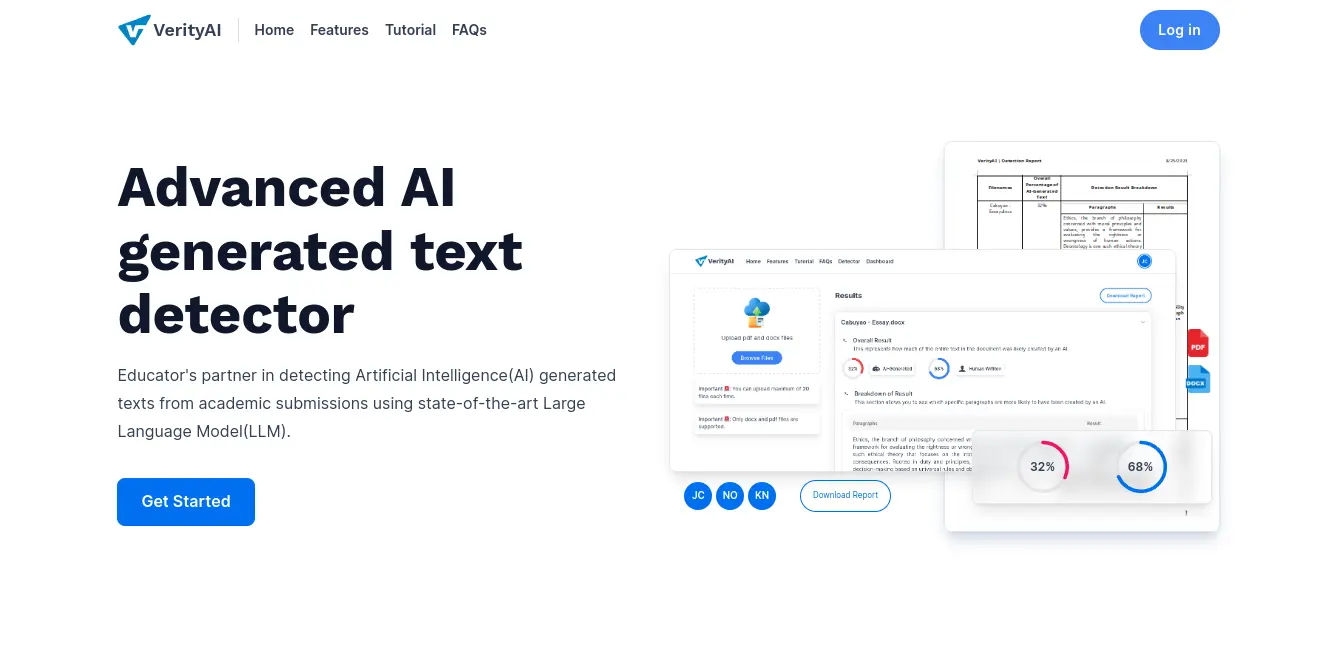 Image of VerityAI website
